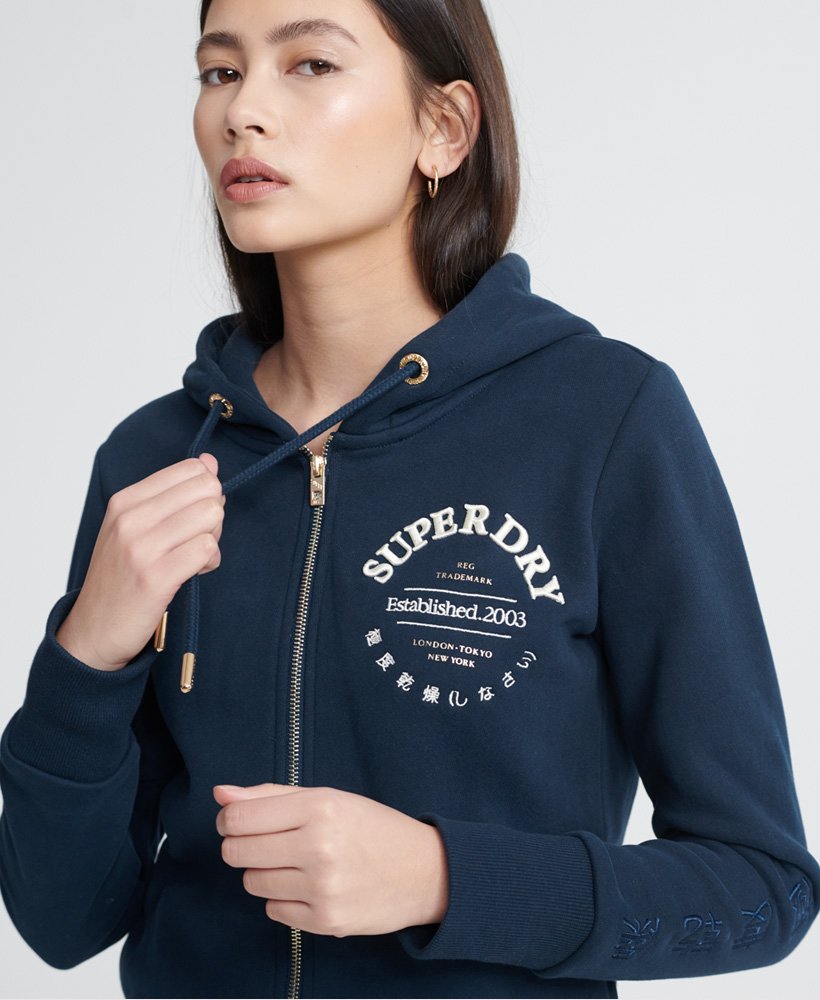 Applique Serif Zip Hoodie Ub - Superdry