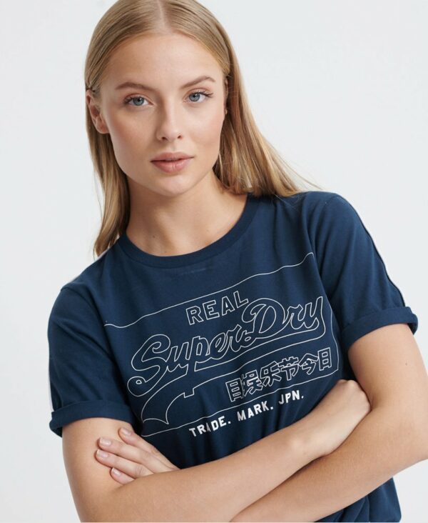 Vintage Logo Outline Piping Boxy T-Shirt - Superdry