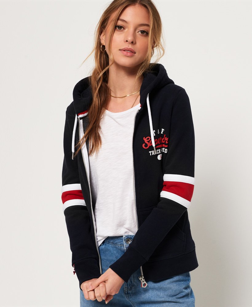 Track & Field Stripe Zip Hoodie - Superdry