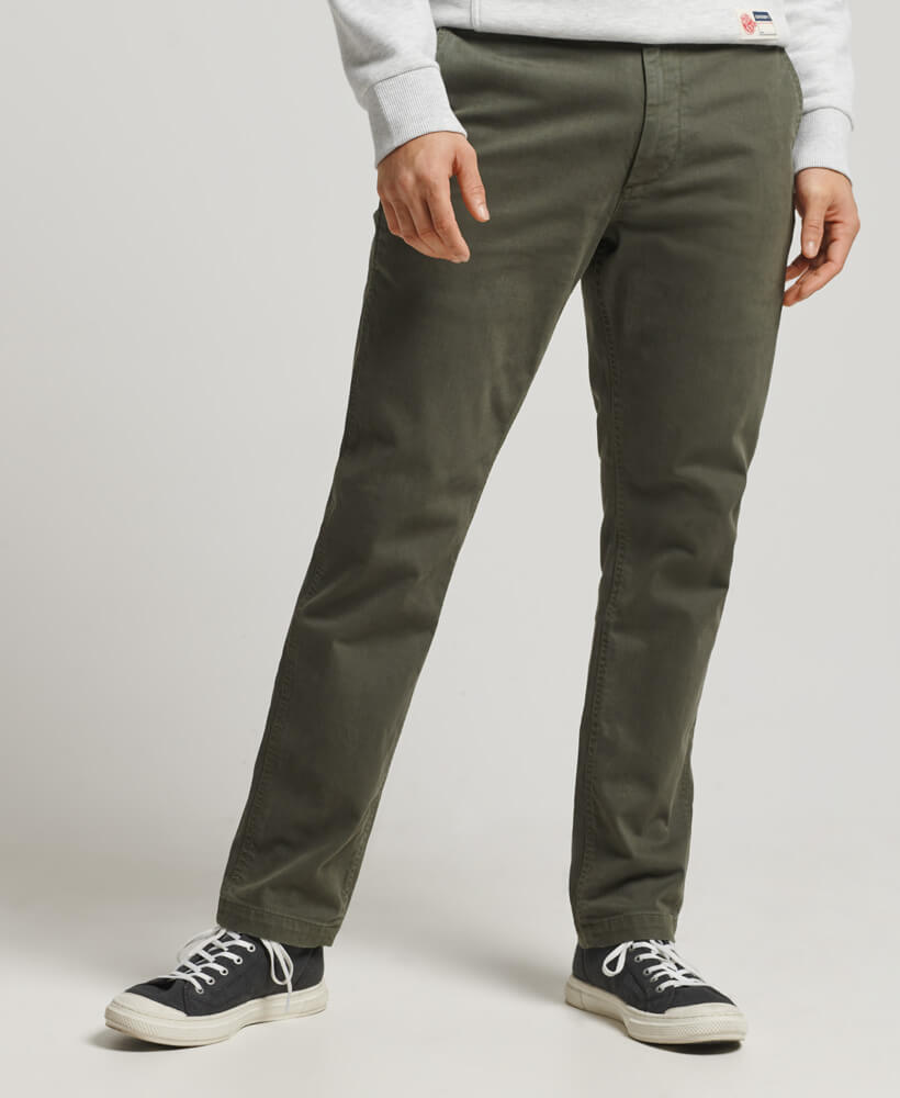 Officers Slim Chino Trousers Surplus Goods Olive M7010689A LO3 1