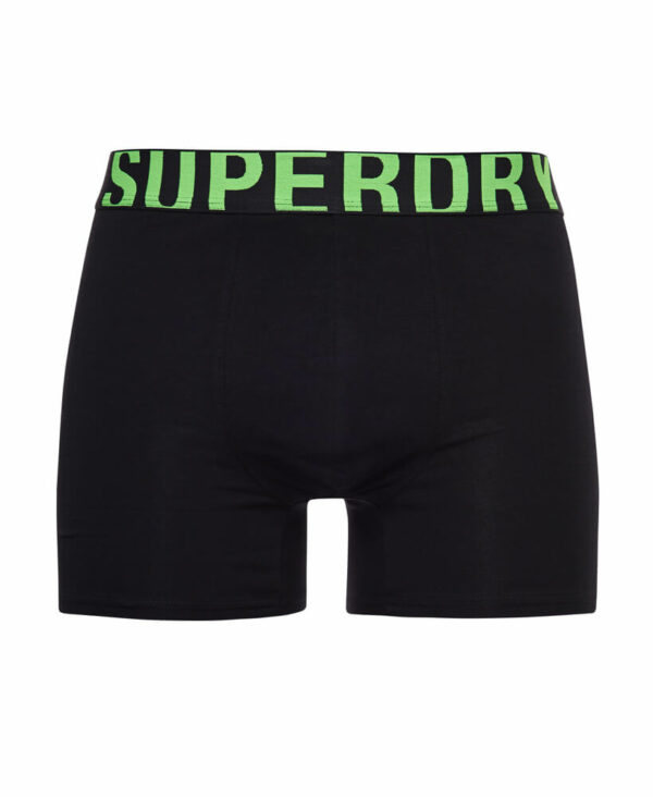 Organic Cotton Boxer Dual Logo Double Pack Black Black Fluro M3110340A 6PJ 5