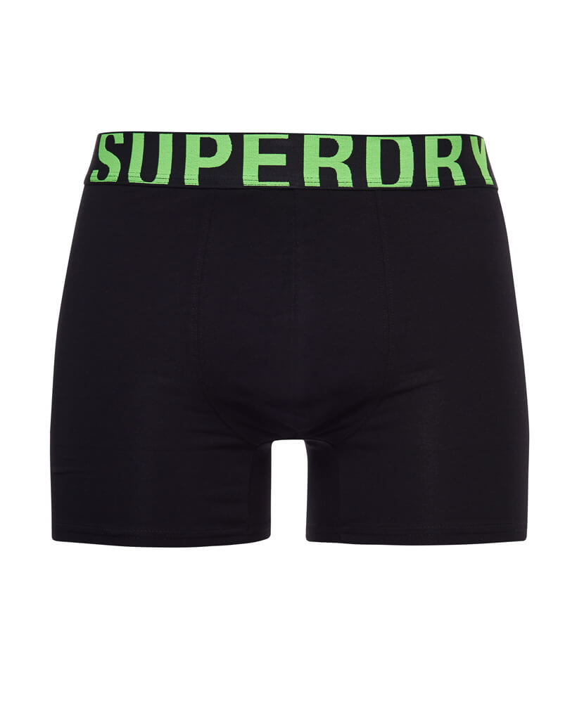 Organic Cotton Boxer Dual Logo Double Pack Black Black Fluro M3110340A 6PJ 5