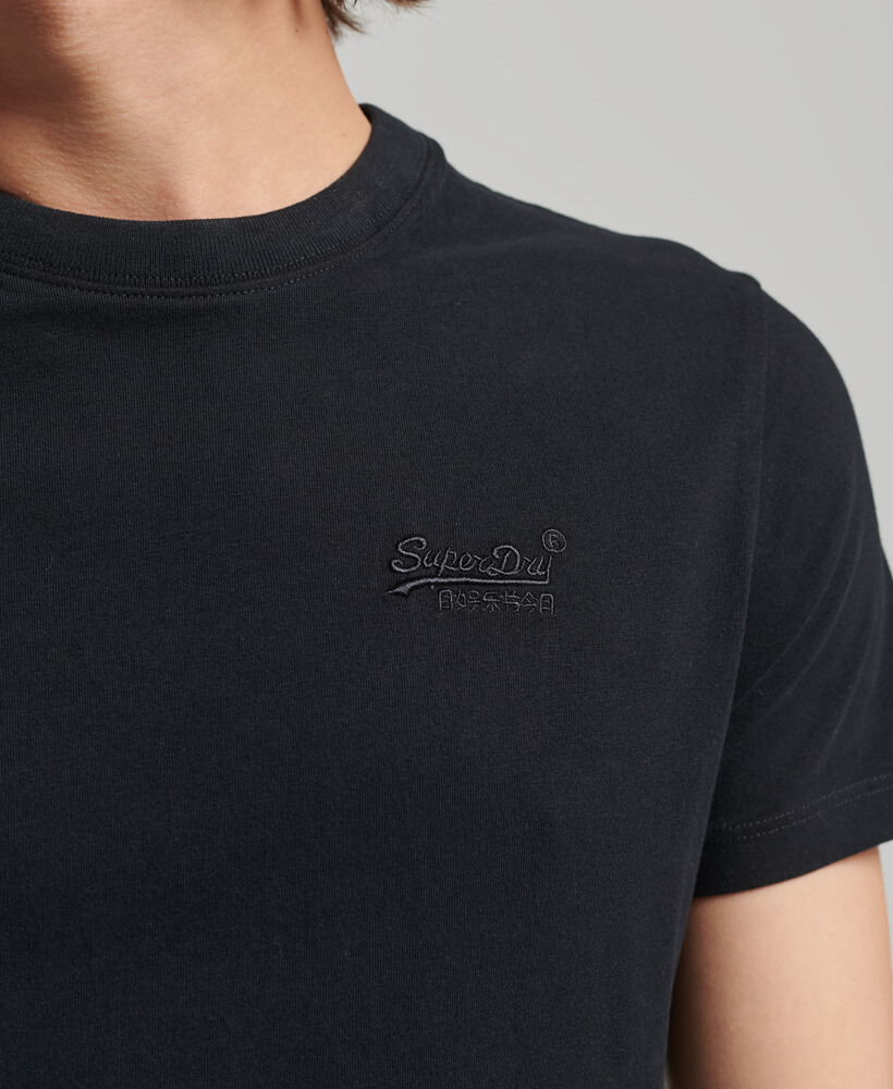 Organic Cotton Vintage Logo Embroidered T Shirt Black Black M1011245A 07A 3