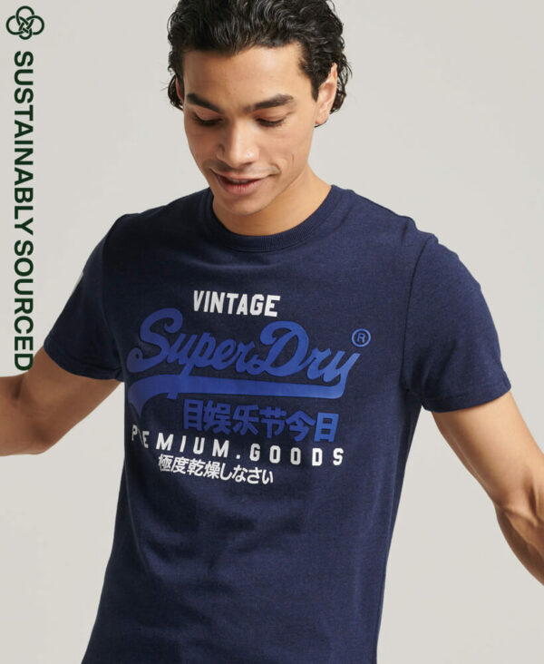 Organic Cotton Vintage Logo T shirt Midnight Blue Grit M1011356A 4AY 1