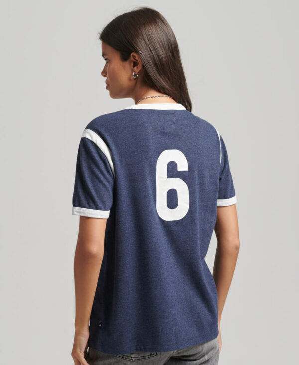 College Ringer T shirt Rich Navy Marl Ecru W1010882A 8AL 2