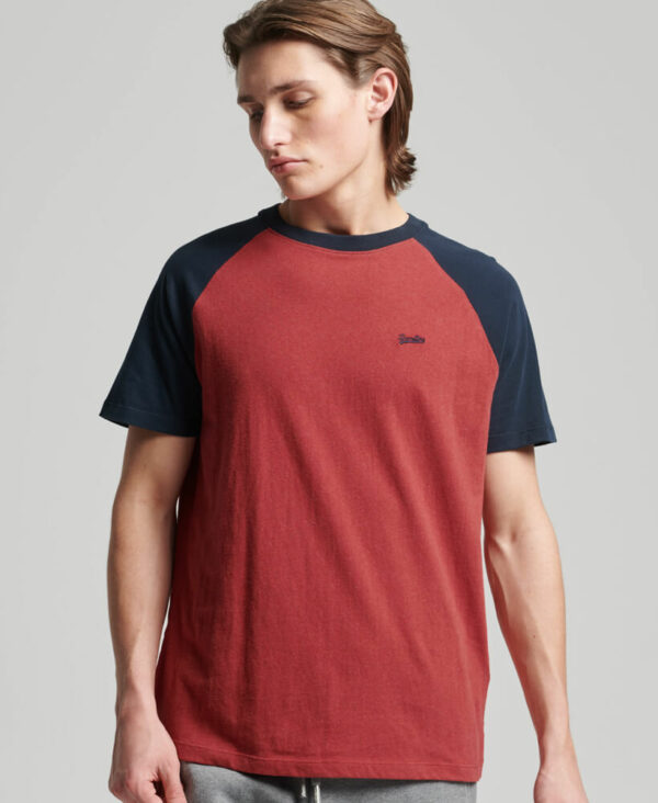 Organic Cotton Baseball T shirt Hike Red Marl Eclipse Navy M1011296A 7EK 2