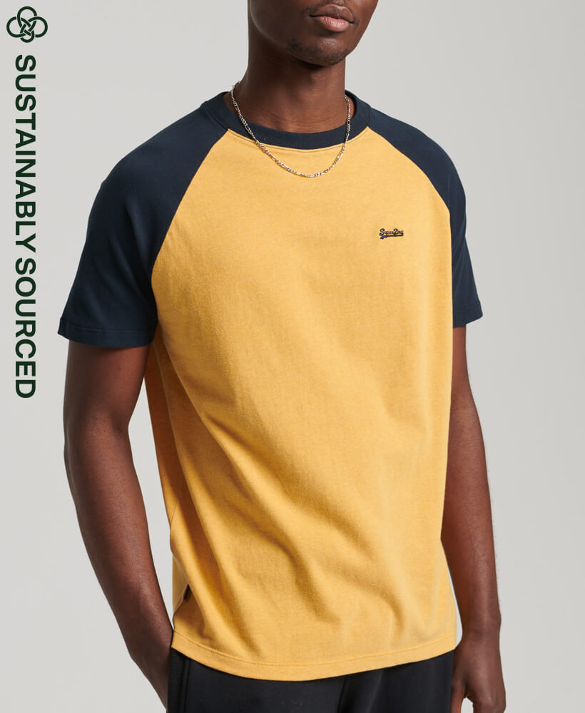 Organic Cotton Baseball T shirt Ochre Marl Eclipse Navy M1011296A 7EX 1