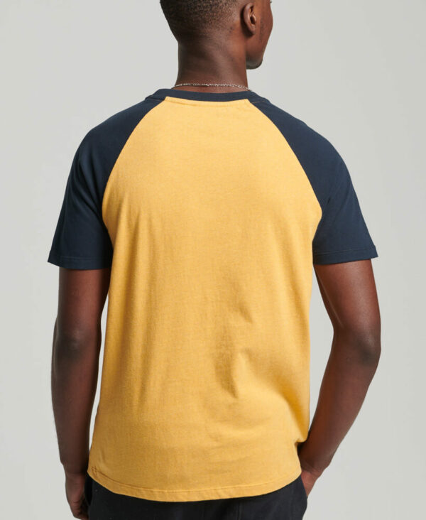 Organic Cotton Baseball T shirt Ochre Marl Eclipse Navy M1011296A 7EX 2