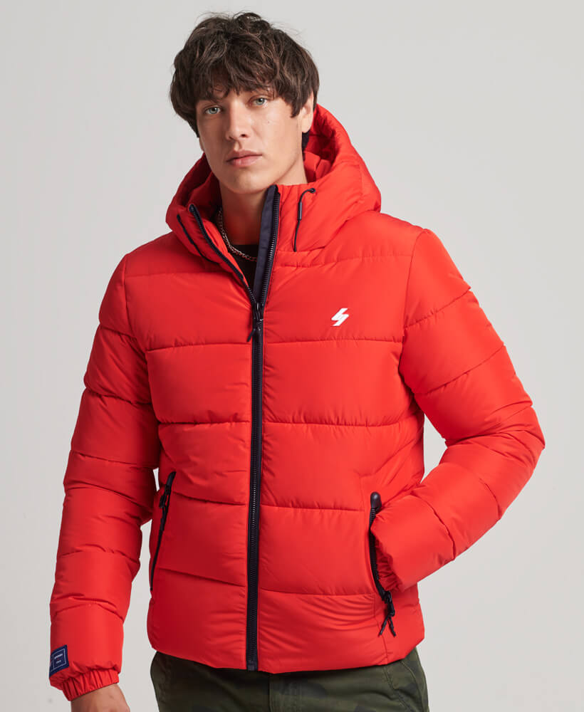 Sports Puffer Hooded Jacket Bright Red M5011212A 60I 1