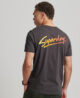 80s Downtown Script Logo T Shirt Bison Black M1011401A AWF 1