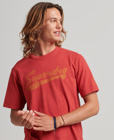 Athletic City Script T Shirt Red Marl M1011400A AA6 1