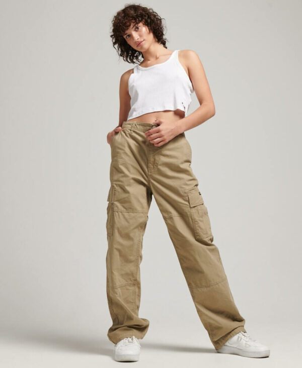 Organic Cotton Baggy Cargo Pants Dress Beige M7010882A L3L 2