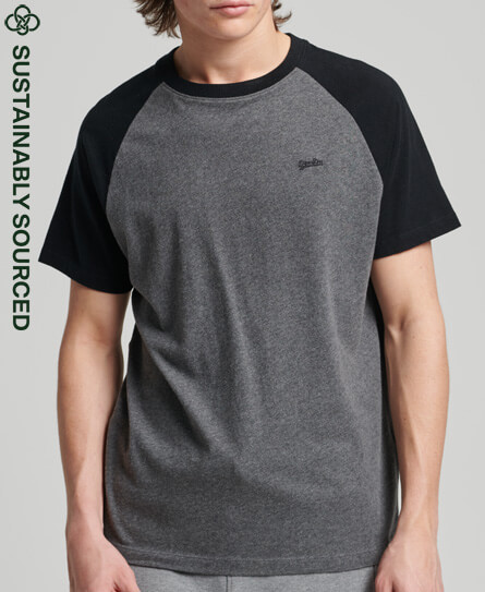 Organic Cotton Essential Logo Baseball T Shirt Rich Charcoal MarlBlack M1011296A 6GP 1