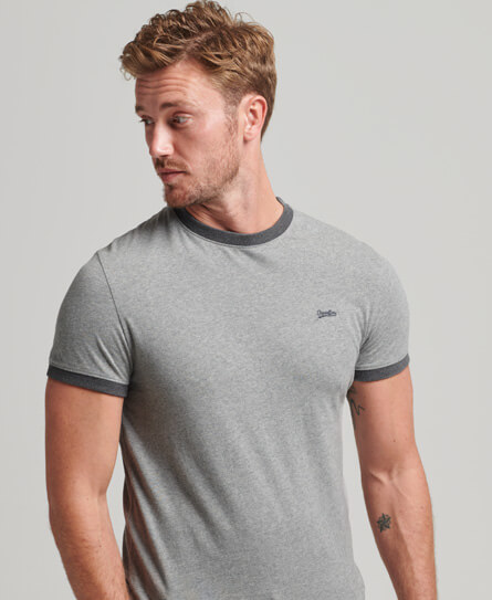 Organic Cotton Essential Logo Ringer T Shirt Grey Marl M1011183A 07Q 1