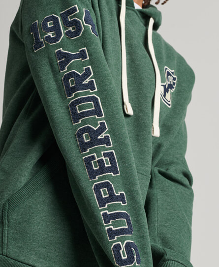 Vintage Script Style College Hoodie Enamel Green Marl M2012127A GPP 4