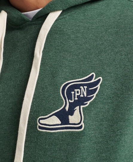 Vintage Script Style College Hoodie Enamel Green Marl M2012127A GPP 5