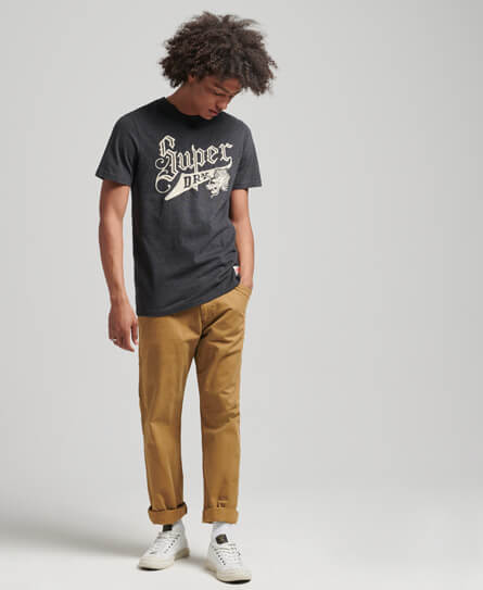 Vintage Script Style College T Shirt Charcoal Marl M1011508A 04Q 2