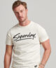 80s Downtown Script Logo T Shirt Oatmeal M1011401A 18C 1