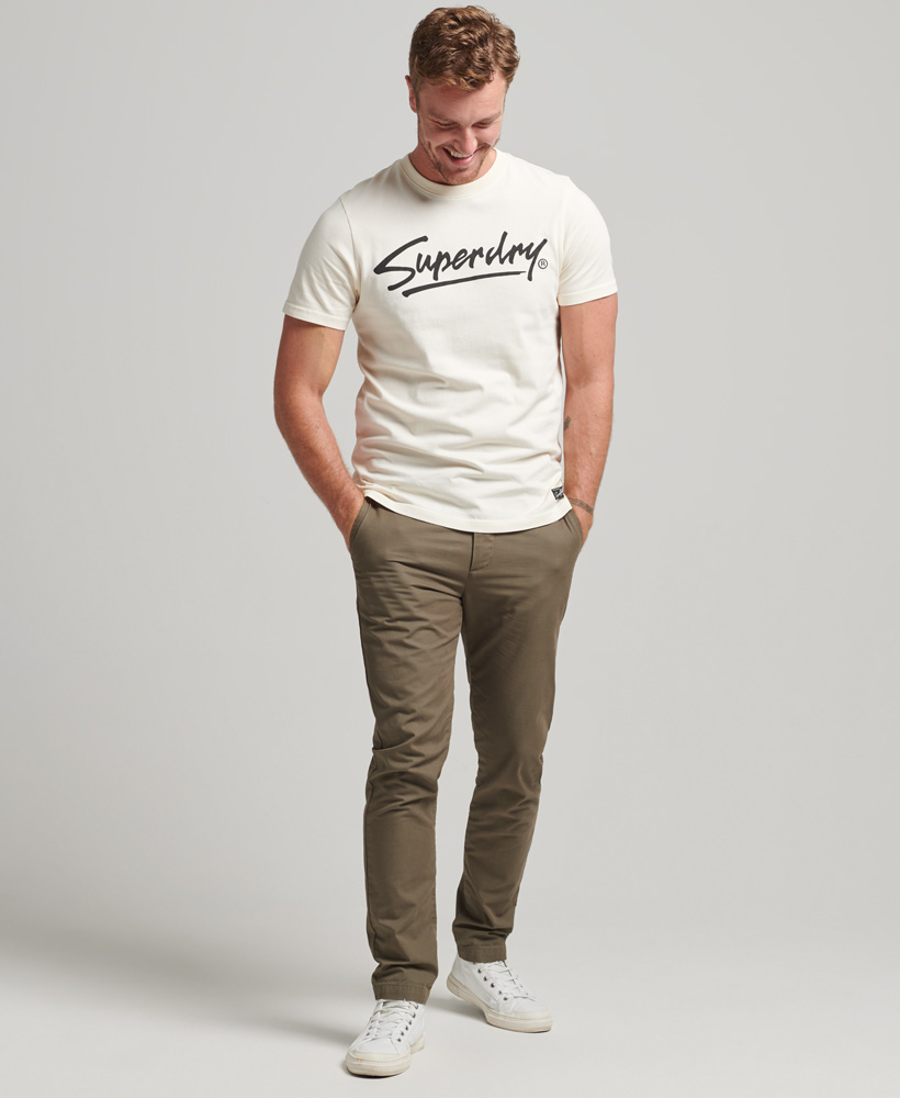 80s Downtown Script Logo T Shirt Oatmeal M1011401A 18C 4