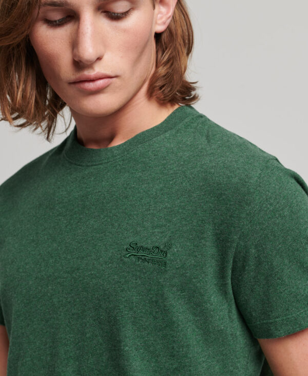 Men's Organic Cotton Essential Logo T-Shirt in Heritage Pine Green Marl