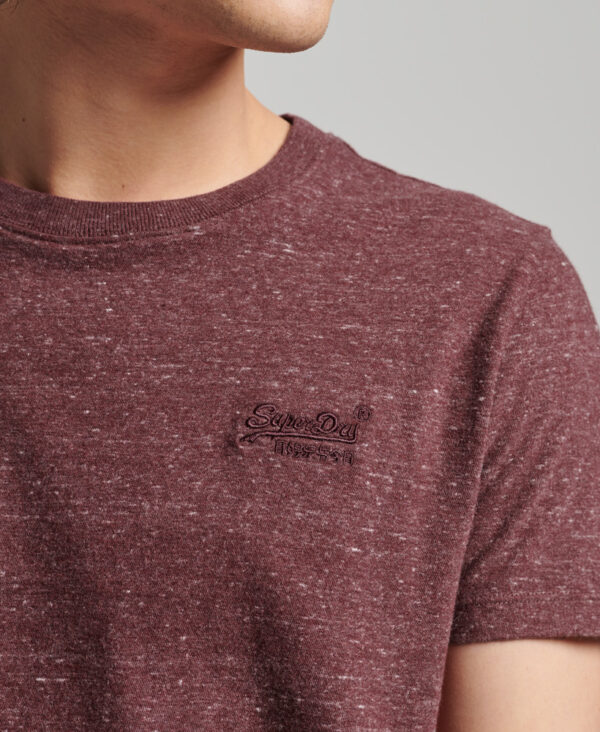 Organic Cotton Vintage Logo Embroidered T Shirt Burgundy Heather M1011245A 5XB 3