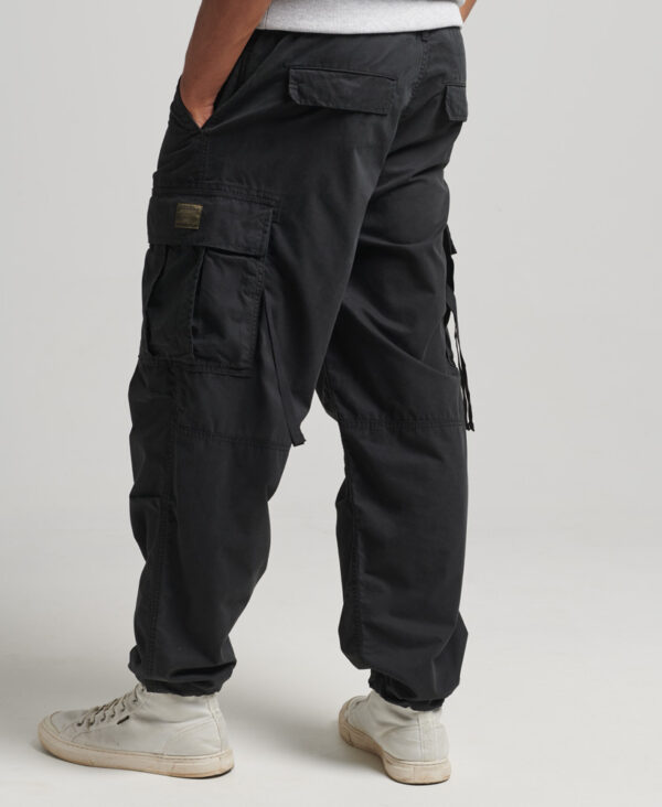 Organic Cotton Vintage Parachute Cargo Pants Jet Black M7010880A 12A 2