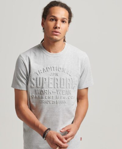 Script Style Embossed T Shirt Clouded Marl M1011665A 8OV 1
