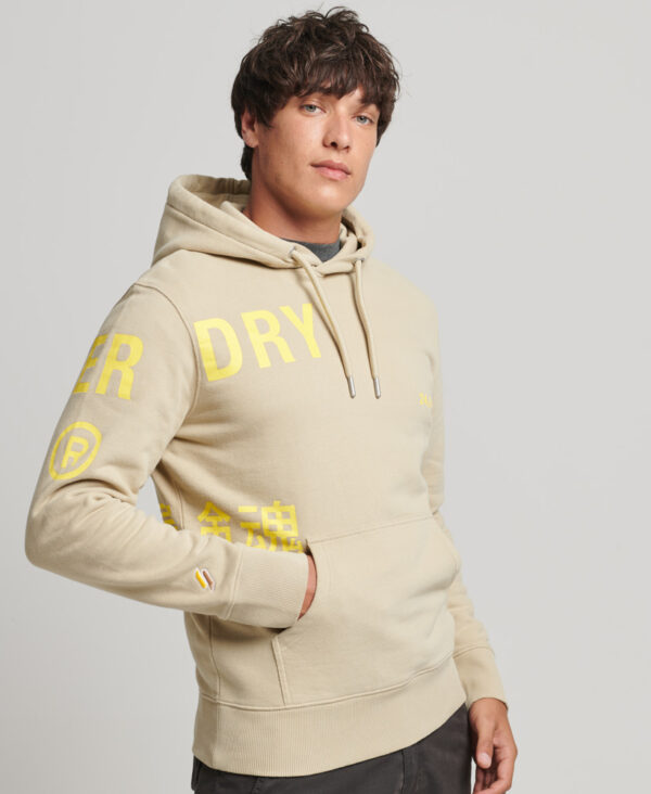 Stacked Logo Print Loose Hoodie Explorer Sand M2012134A 5CV 1