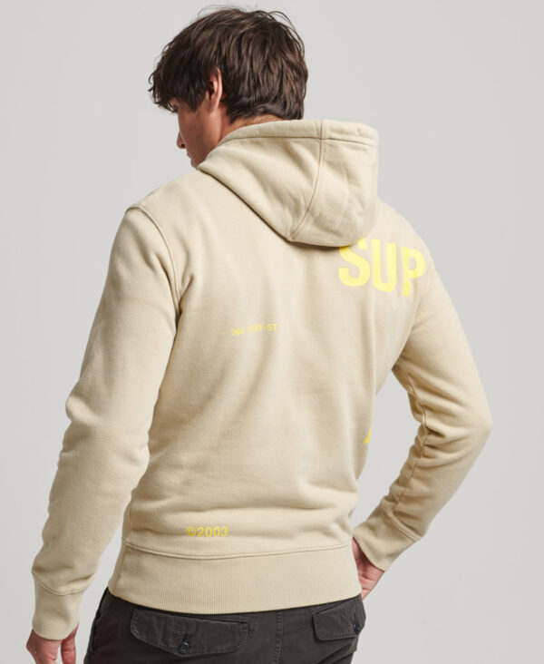 Stacked Logo Print Loose Hoodie Explorer Sand M2012134A 5CV 2