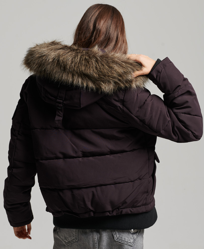 Everest Hooded Puffer Bomber Jacket Plum W5010995A F99 2