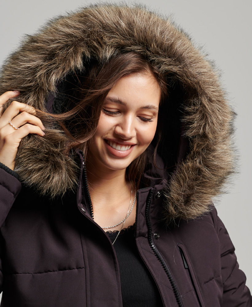Everest Hooded Puffer Bomber Jacket Plum W5010995A F99 3