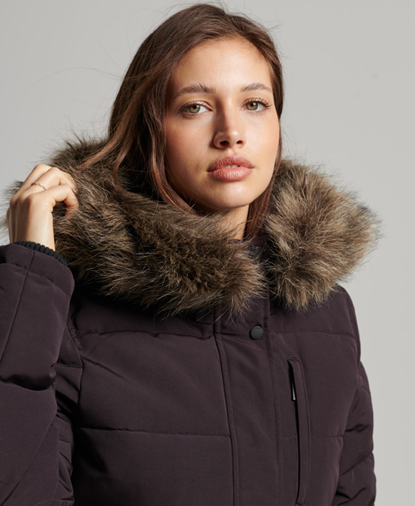 Everest Hooded Puffer Bomber Jacket Plum W5010995A F99 4