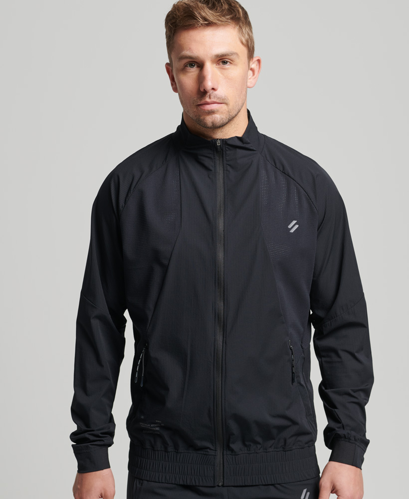 Stretch Woven Track Top Black MS311334A 02A 1