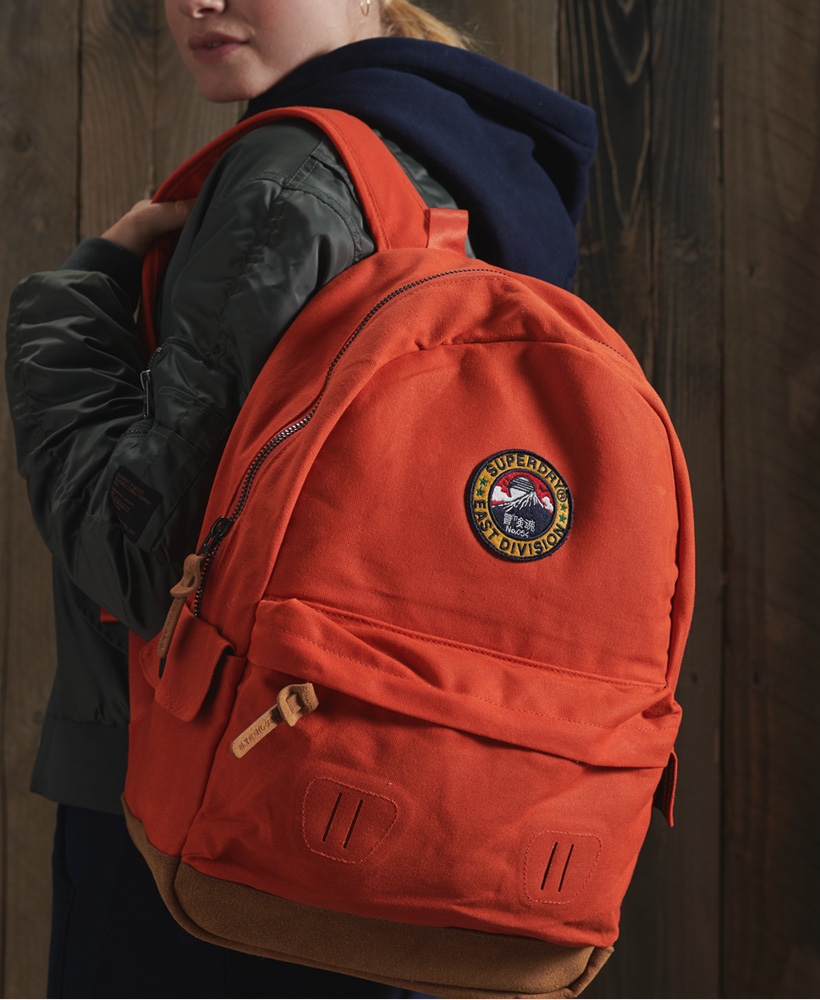 Orange canvas backpack on sale