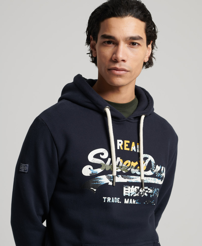 Vintage Logo Narrative Hoodie Eclipse Navy M2011818A 98T 3