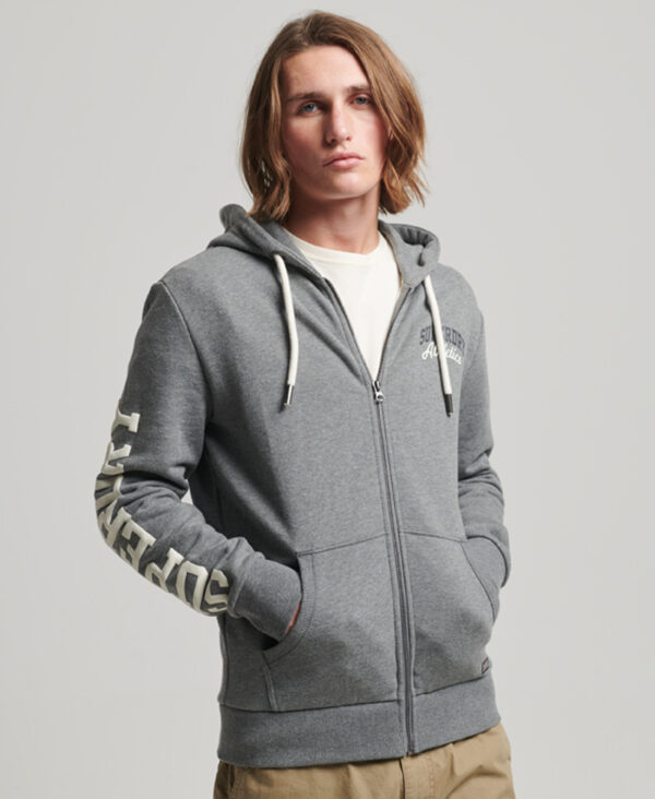 Gym Athletic Zip Hoodie Rich Charcoal Marl M2012106A 5XZ 1