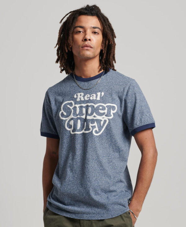Organic Cotton Vintage Cooper Class Ringer T Shirt Frosted Navy Grit Navy M1011625A 8WH 1