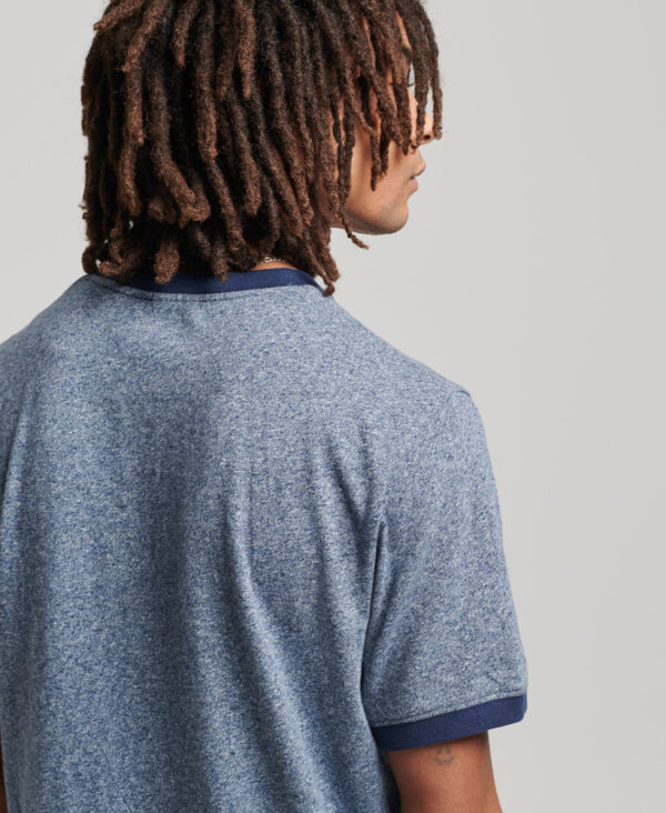 Organic Cotton Vintage Cooper Class Ringer T Shirt Frosted Navy Grit Navy M1011625A 8WH 2