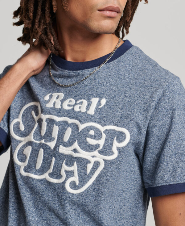 Organic Cotton Vintage Cooper Class Ringer T Shirt Frosted Navy Grit Navy M1011625A 8WH 3