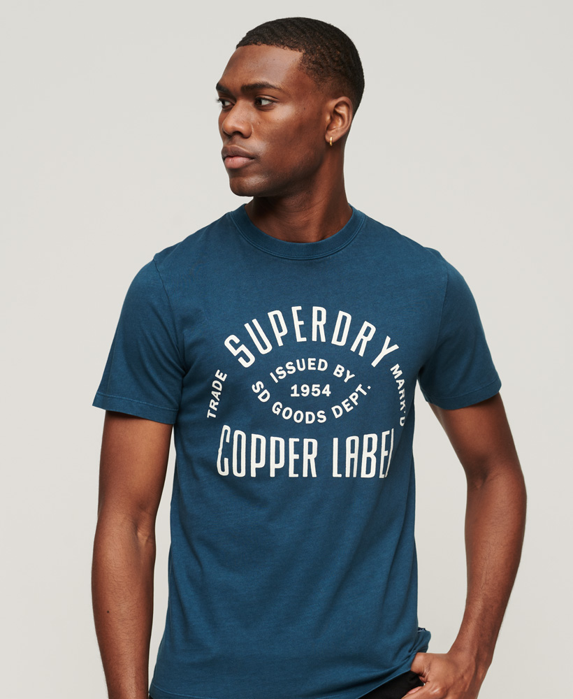 Organic Cotton Vintage Copper Label T Shirt Blue Bottle M1011627A 92N 1