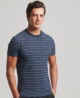 Organic Cotton Vintage Striped T Shirt Trench Navy Marl Stripe M1011487A 9DT 1