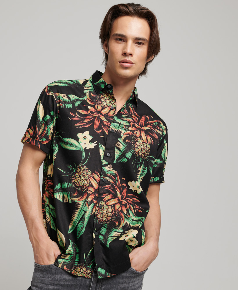 Short Sleeve Hawaiian Shirt Black Pineapples M4010620A 9FC 1