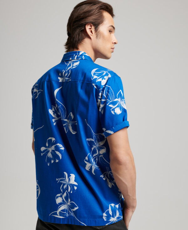 Short Sleeve Hawaiian Shirt Mono Hibiscus Cobalt M4010620A 8YZ 2