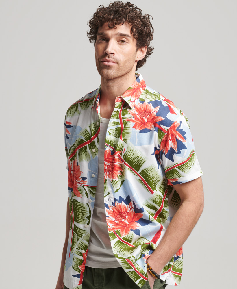 Short Sleeve Hawaiian Shirt Optic Banana Leaf M4010620A 9AI 1