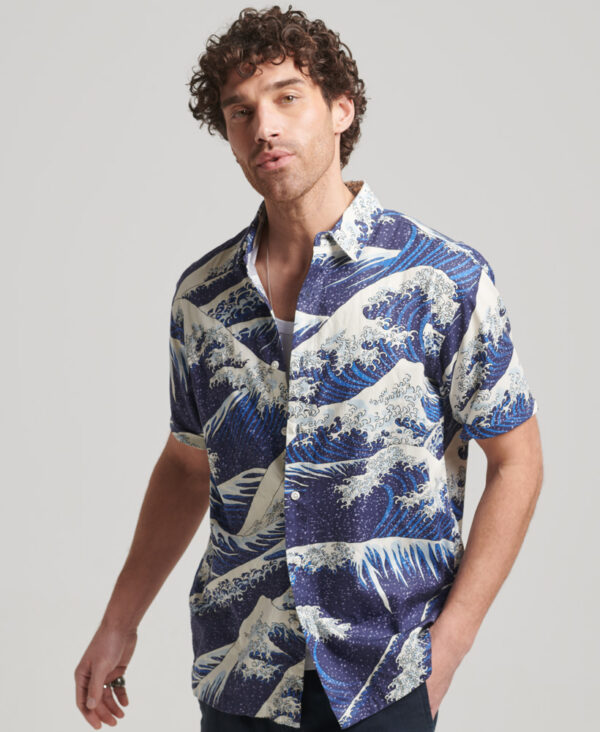 Short Sleeve Hawaiian Shirt The Great Wave M4010620A 9DL 1