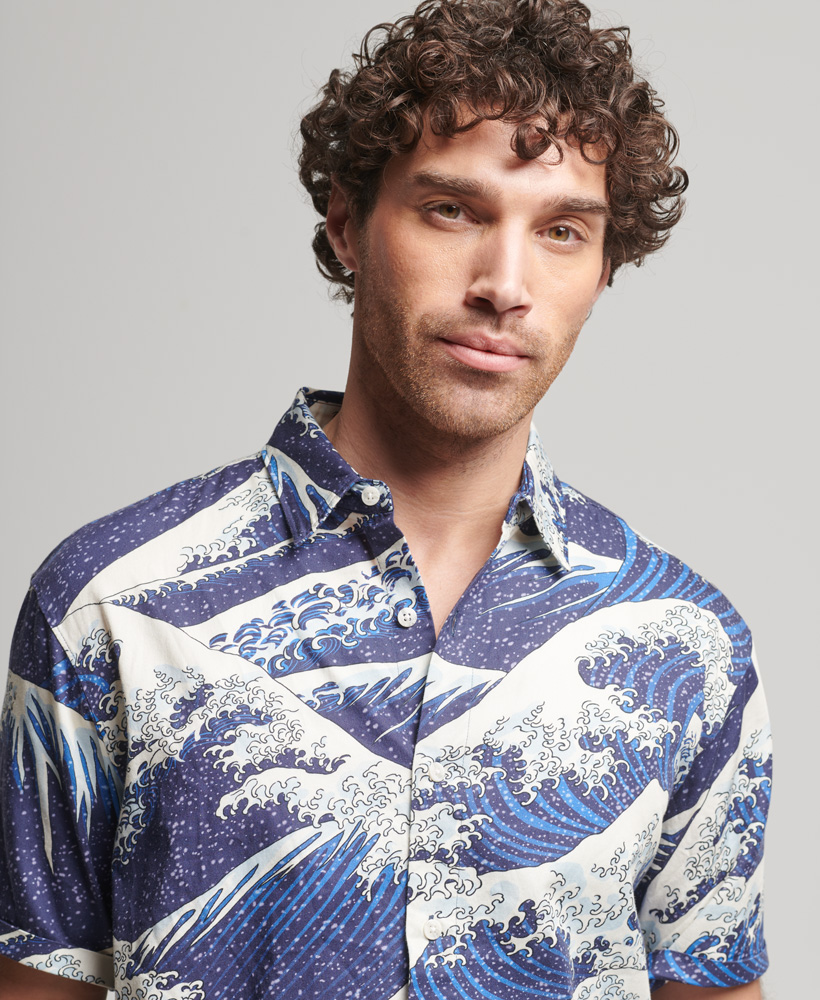 Short Sleeve Hawaiian Shirt The Great Wave M4010620A 9DL 3