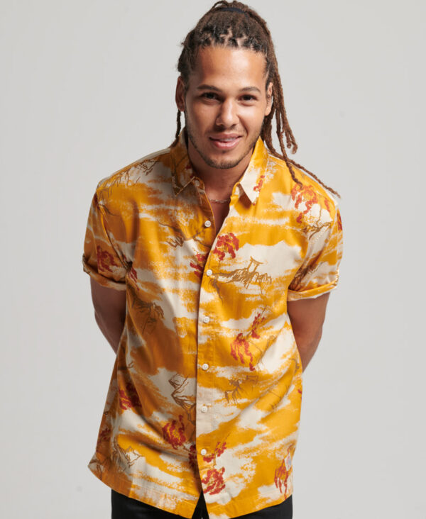 Short Sleeve Hawaiian Shirt Yellow Clouds M4010620A 9EQ 1