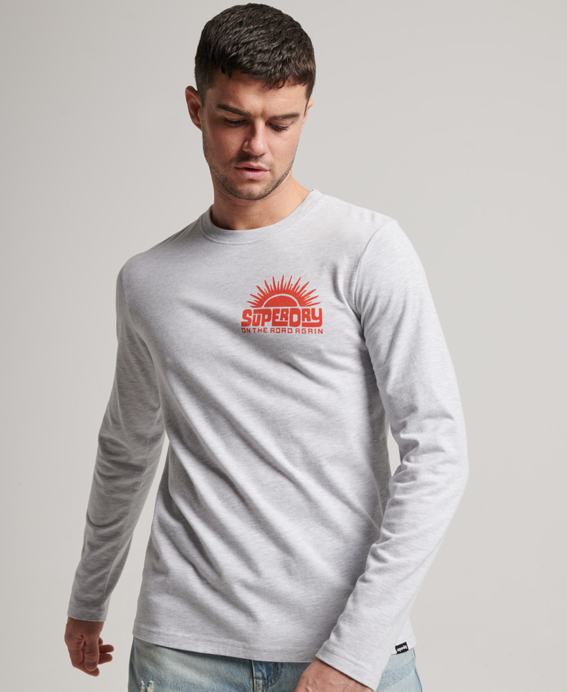 Travel Sticker Long Sleeve Top Glacier Grey Marl M6010761A 5WB 1