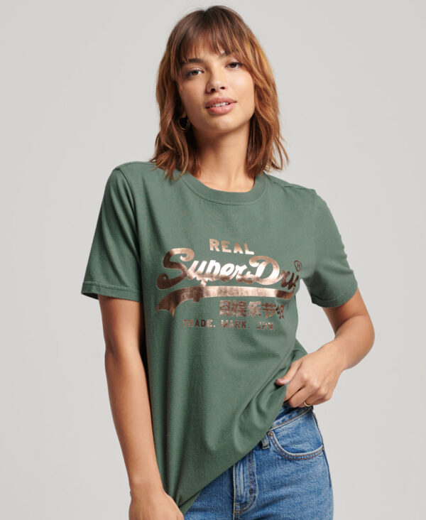 Vintage Logo Embellished T shirt Drius Green W1011143A 5WF 1