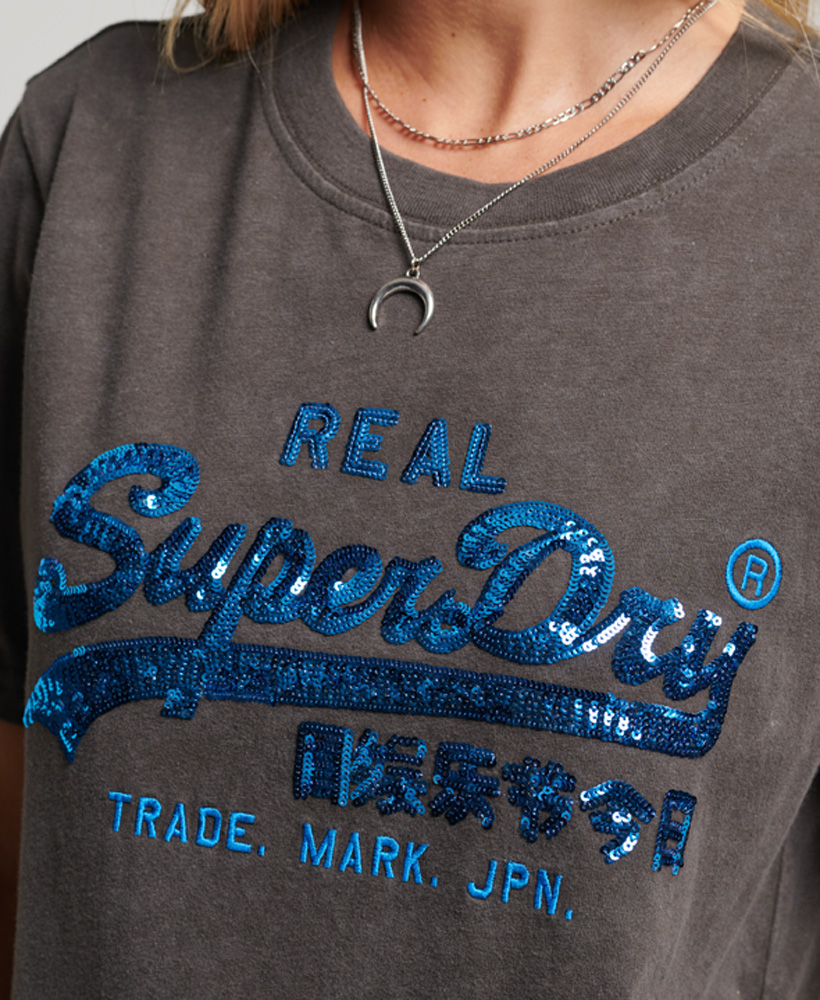 Vintage Logo Embellished T shirt Vintage Black W1011143A 06A 2